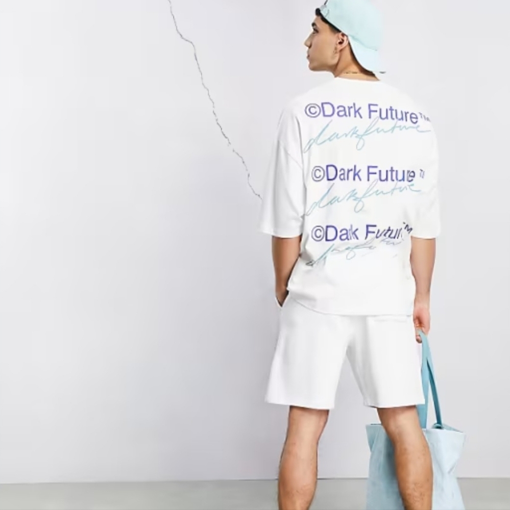 Asos Desing White Oversized T-Shirt Dark Future Sz.2xl